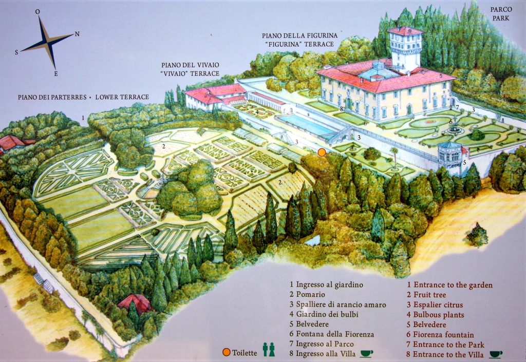 Tabellone con veduta generale della tenuta di Villa della Petraia