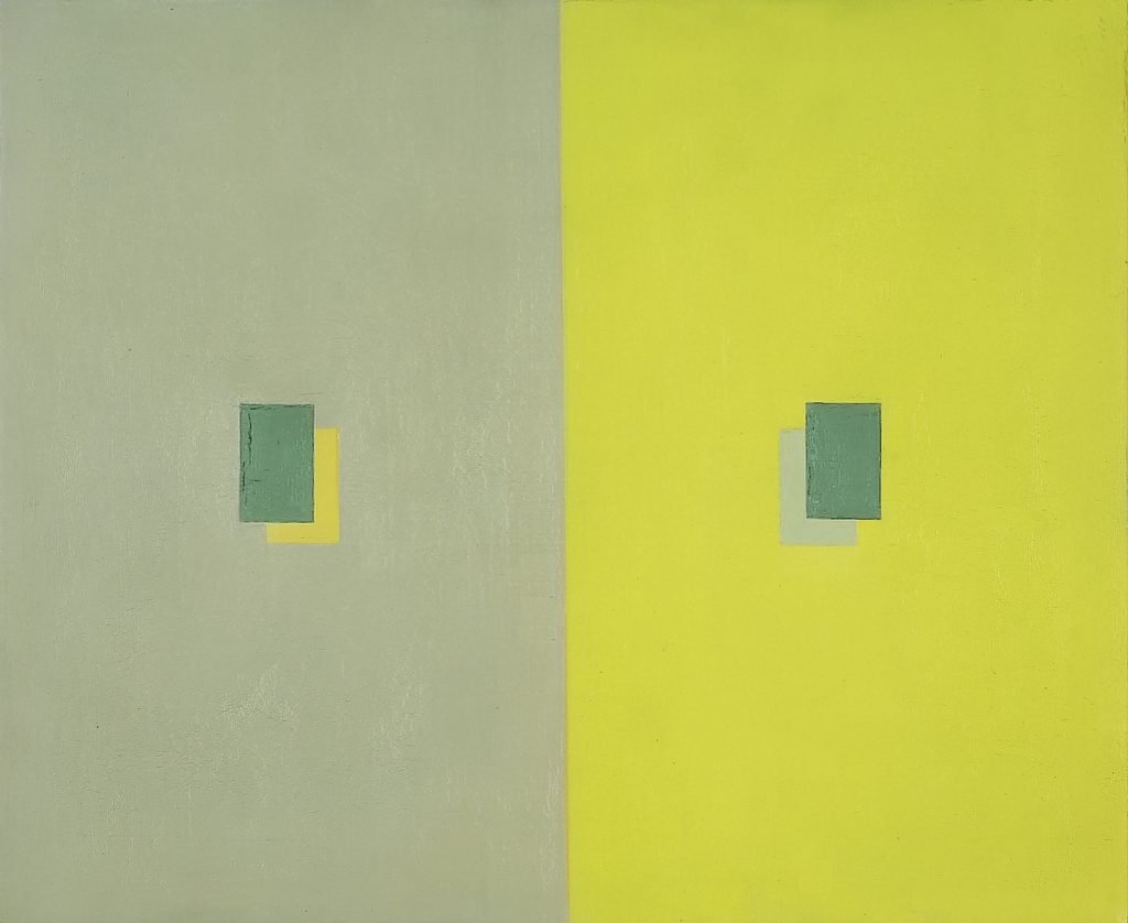Antonio Calderara, Peso ottico giallo e grigio in rettangoli sovrapposti, 1960 (© Fondazione Calderara, Vacciago di Ameno)