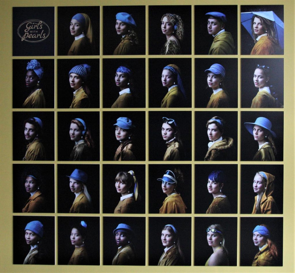 Interpretazione moderna della Ragazza con l’orecchino di perla di Vermeer nel museo