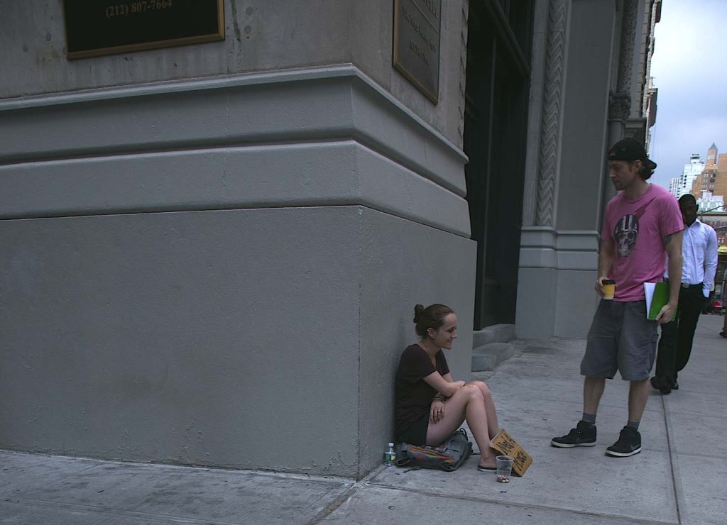 Ragazza homeless a Union Square