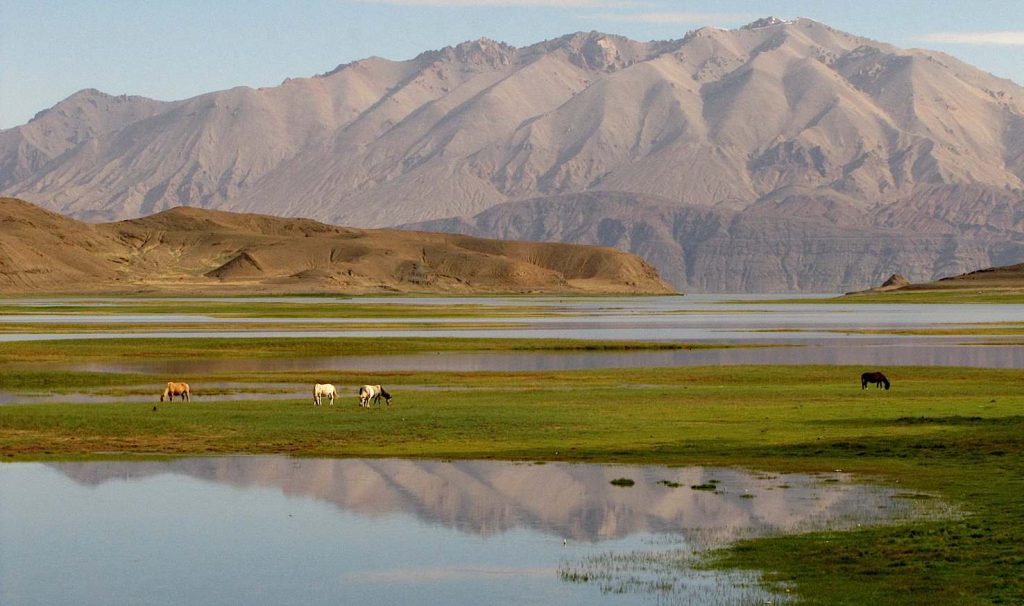 Lagune intorno al Lago Pangong, al confine tra il Tibet e il Ladakh