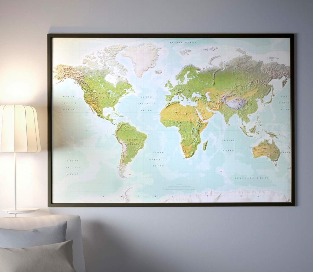 Una delle tante mappe dove la Nuova Zelanda è rimasta tagliata fuori (Ikea)