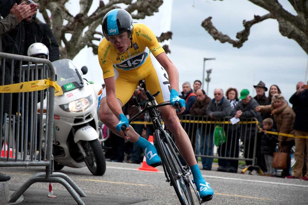 Christopher Froome durante un Tour de Romandie degli scorsi anni (Thortuck)