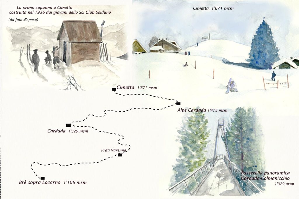 Illustrazione della passeggiata verso Cardada