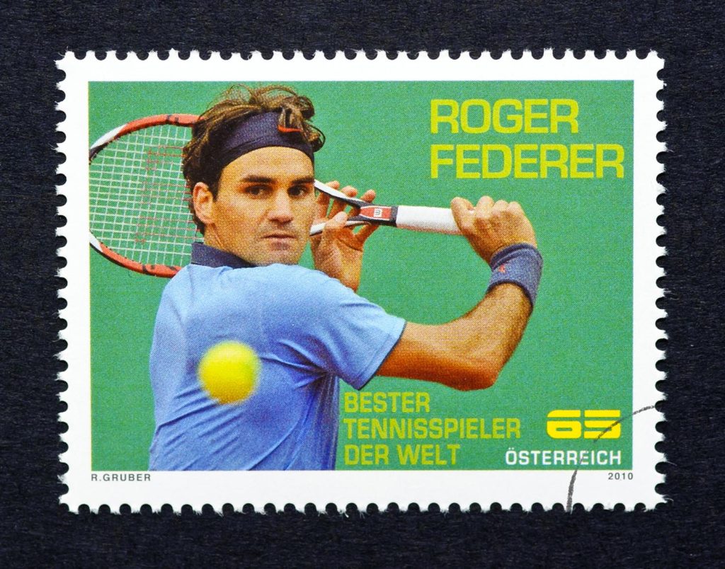 Un francobollo austriaco del 2010 omaggiava già Federer (Shutterstock)