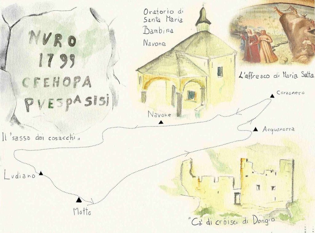 Illustrazione dell’itinerario della «Cröiscia che mangiava i bambini»