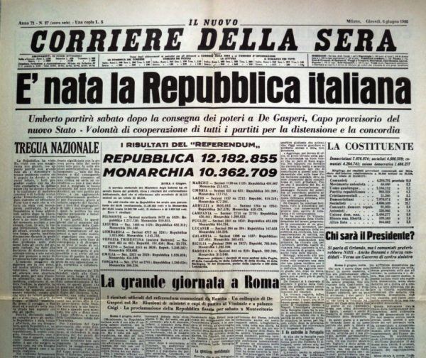 La prima pagina del «Corriere della sera» che segna il cambiamento nello scenario italiano (caserta.zon.it)