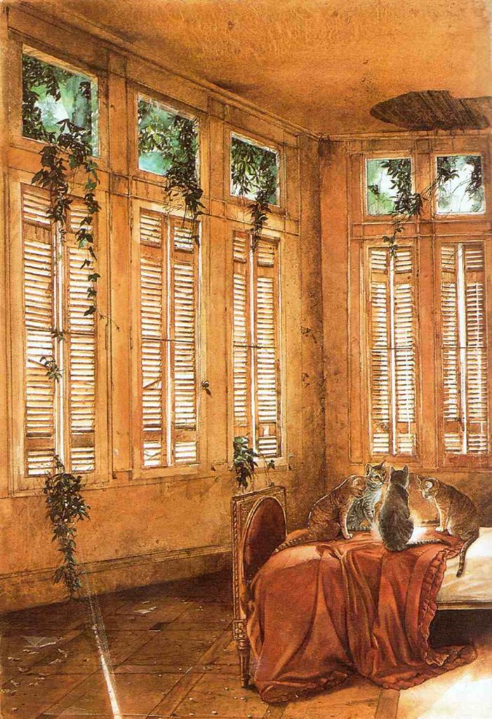 «Alla casa museo di Villa Piccolo di Calanovella, nella penombra avvolgente della dimora di Capo d’Orlando (Messina) (...) ho passeggiato la notte nel magico cimitero dei gatti e dei cani, l’unica parte del giardino illuminata da una spettrale luce azzurra». 