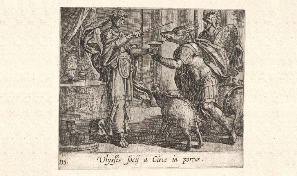 Circe che trasforma gli uomini di Ulisse in suini, dalle Metamorfosi di Ovidio (The Elisha Whittelsey Collection)