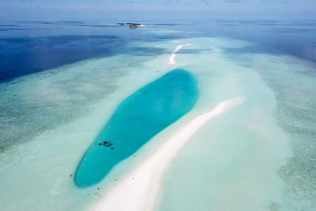 Vista aerea dell’isola di Thoddoo (Coco Villa)