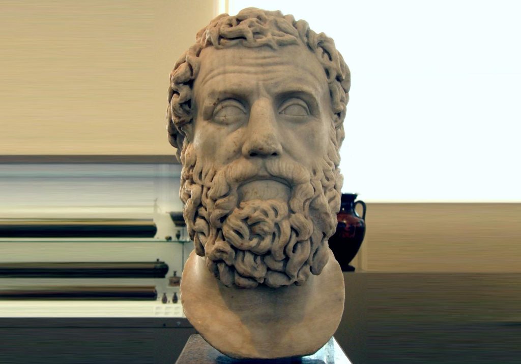 Ritratto di un uomo barbuto (forse il poeta Archilochus). Copia romana II sec. DC dell’originale greco del IV sec. AC.