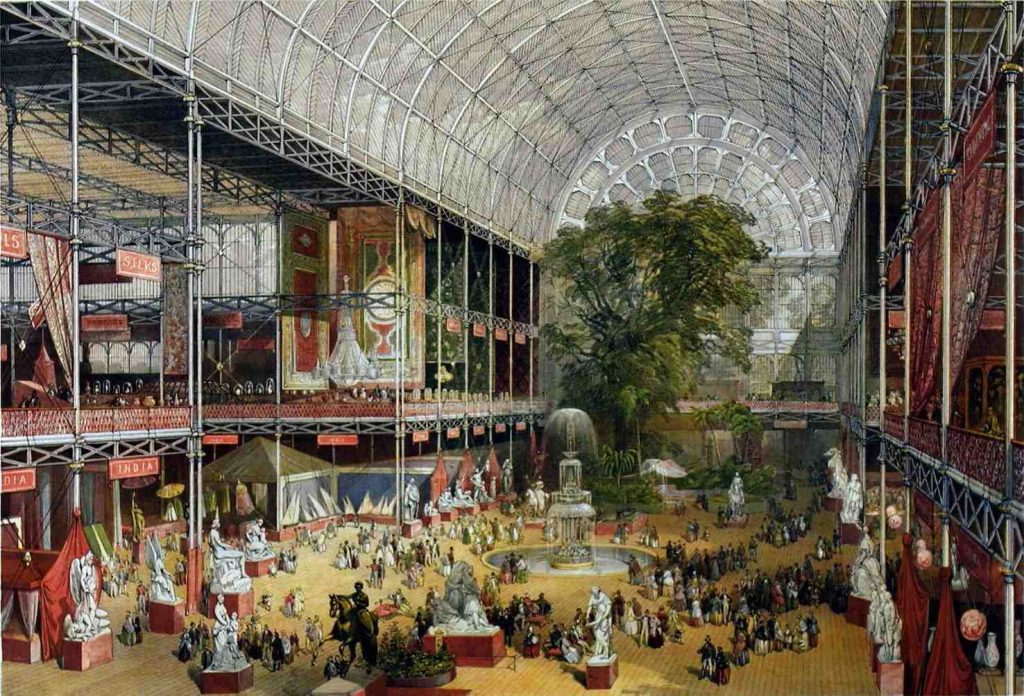 Interno del Crystal Palace di Hyde Park, Londra, durante la grande mostra del 1851 (J. McNeven)