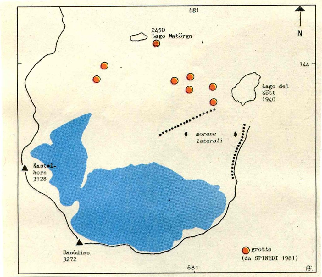 Ubicazione delle grotte nella regione del Basòdino (Alessandro Focarile)