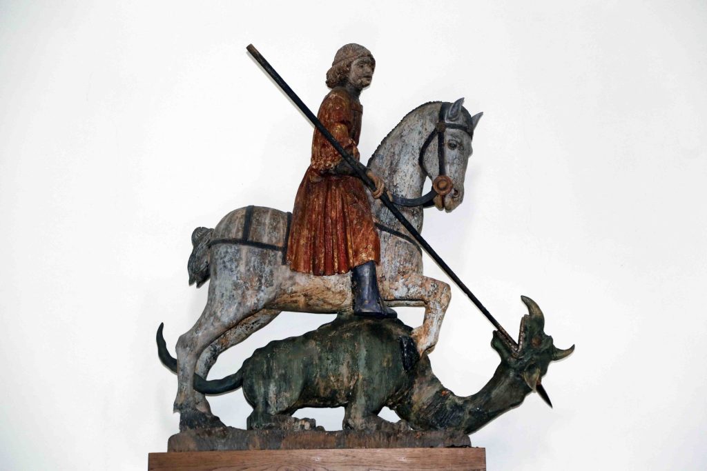 Scultore milanese, San Giorgio e il drago, circa 1470, Losone, chiesa di San Giorgio