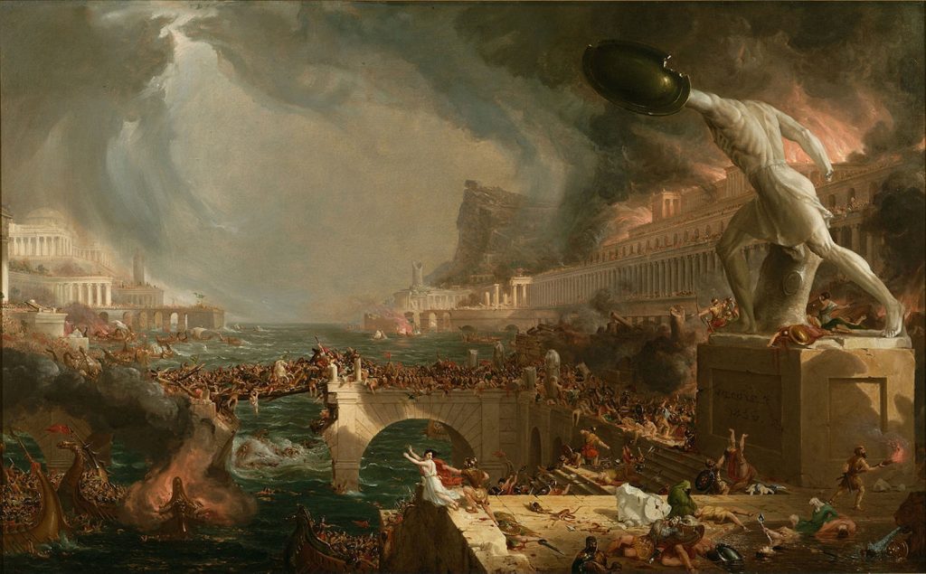 La distruzione dell’Impero romano di Thomas Cole (Olio su tela 1836)