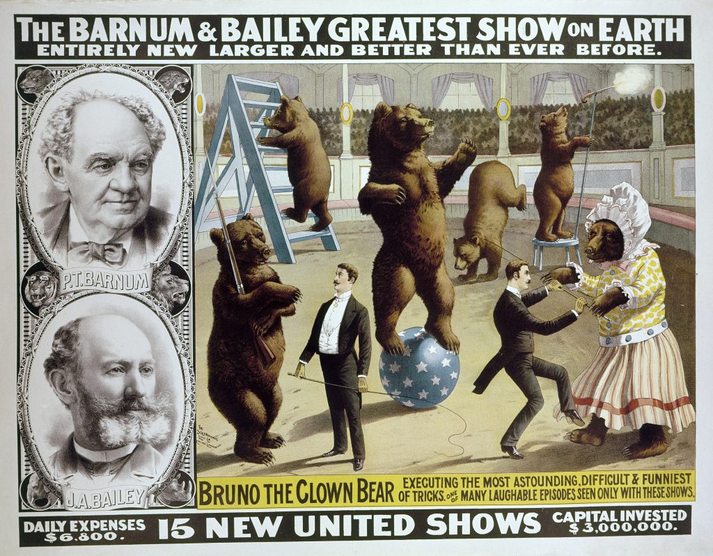 Una cartolina pubblicitaria (1890 ca.) annuncia l’arrivo del circo Barnum & Bailey (Keystone)
