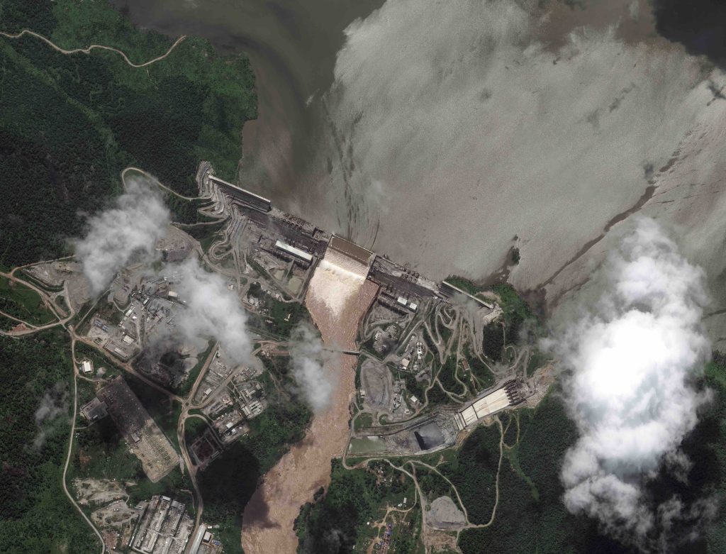 Vista aerea della Grand ethiopian renaissance dam sul Nilo Azzurro, nella regione di Benishangul-Gumuz in Etiopia (Keystone)