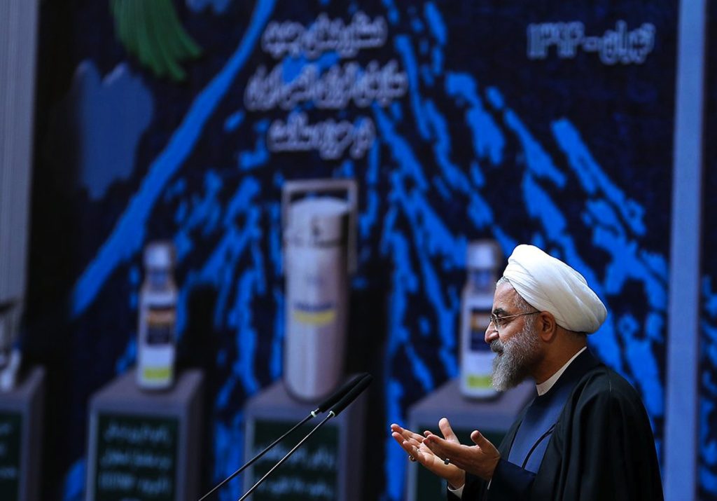 Il presidente iraniano Rohani parla il 9 aprile in occasione della giornata nazionale della tecnologia nucleare (AFP)