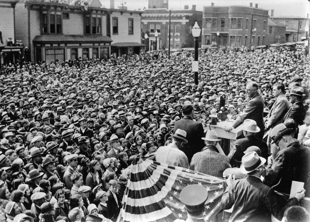 FD Roosevelt parla in piazza a Butte, Montana, nel 1932 (Keystone)