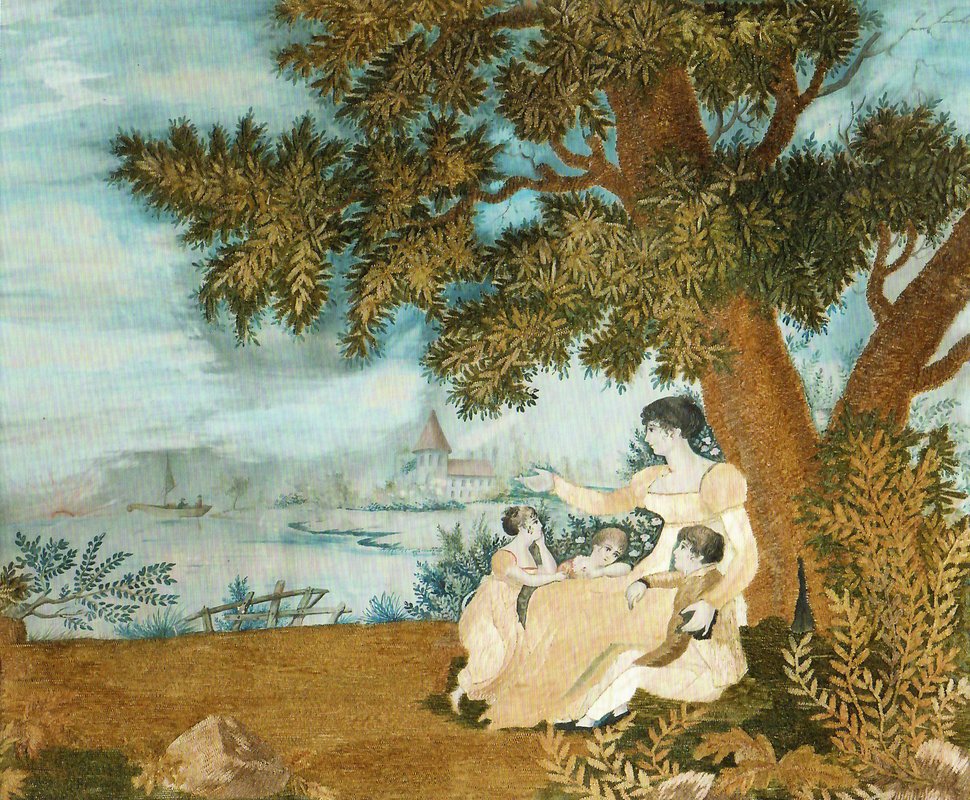 Una scena de <i>La Nouvelle Héloise</i> (da S. Mazzoleni, <i>Rousseau in tableaux brodés svizzeri</i>)