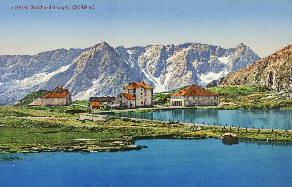 Il passo del Gottardo in una fotocromia del 1900 (Keystone)