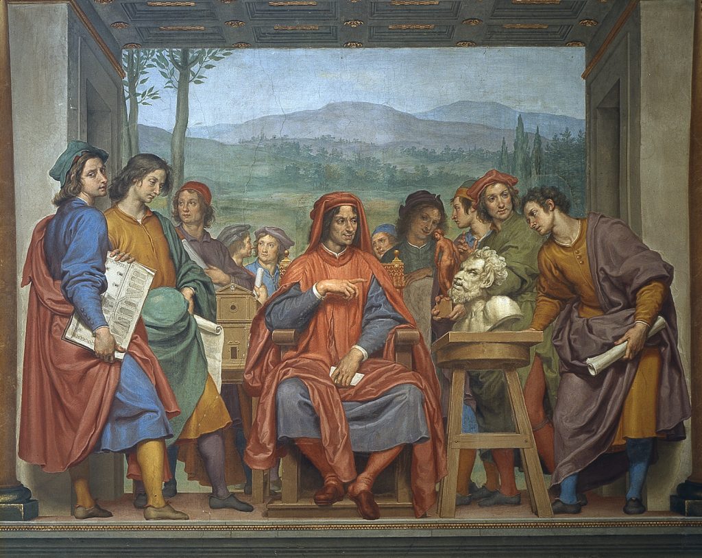 Lorenzo il Magnifico incontra Michelangelo; affresco di Ottavio Vannini (1585-1643) a Palazzo Pitti, Firenze (www.palazzomediciriccardi.it)