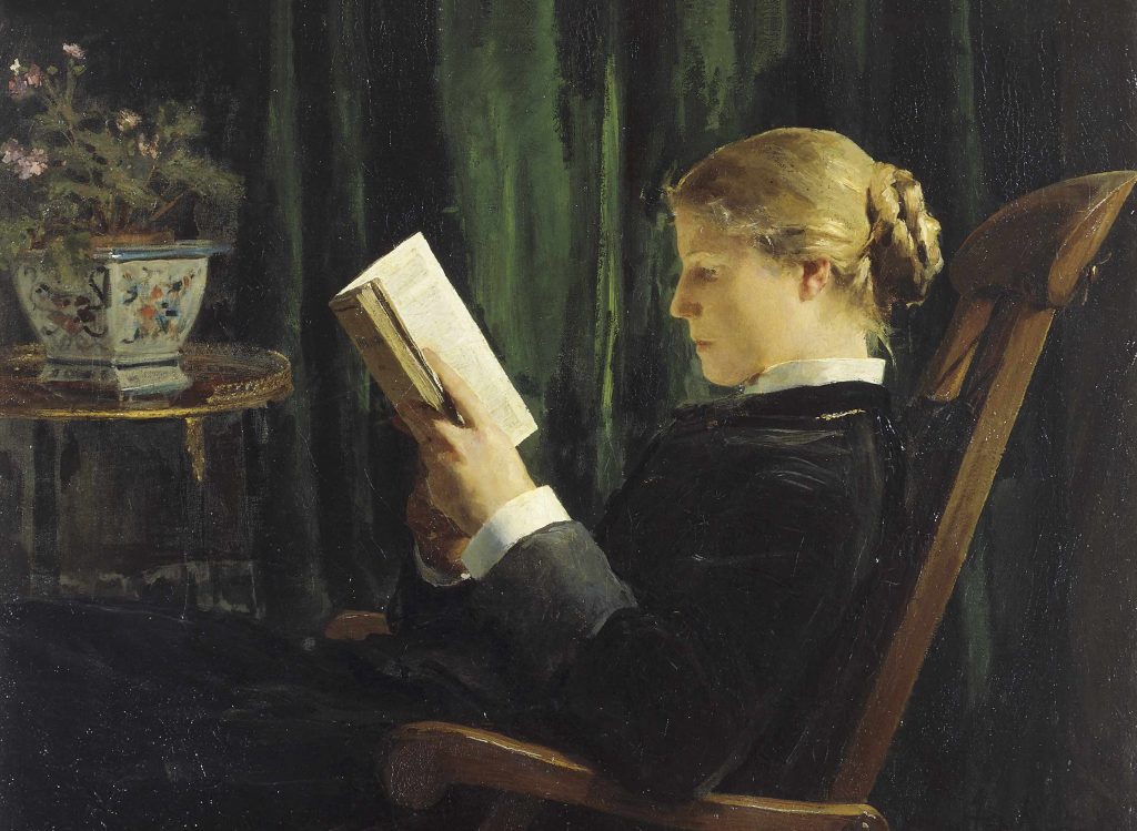 Albert Anker, <i>La lettrice</i>, olio su tela (© Société du Musée des beaux-arts, Le Locle)