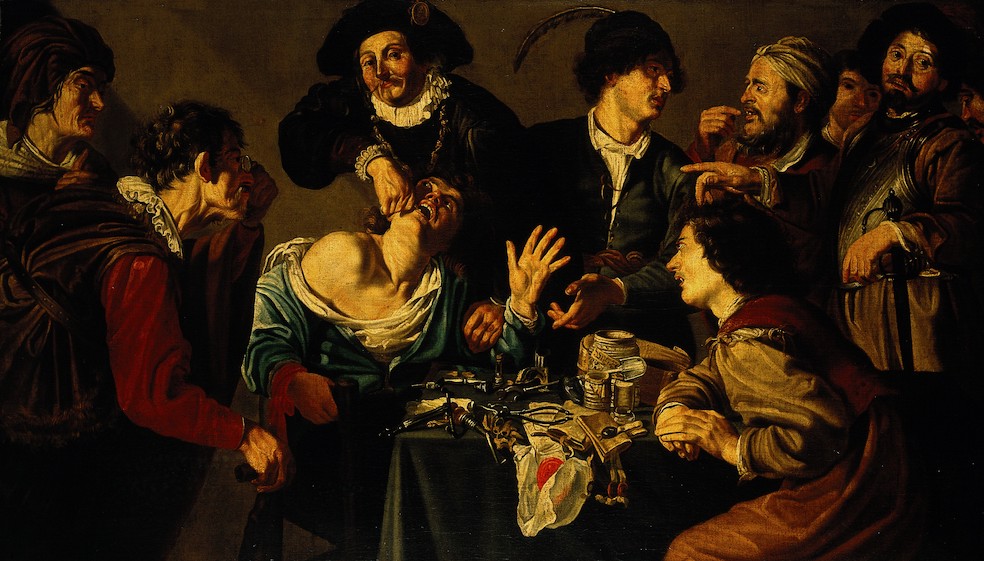 Theodoor Rombouts, El charlatán sacamuelas, (1616-1625), Museo Nacional del Prado di Madrid