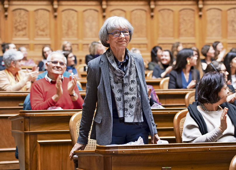 Gabrielle Nanchen, due anni fa, in occasione di una giornata di dibattiti sui diritti delle donne, nella sala del Consiglio nazionale (Keystone)