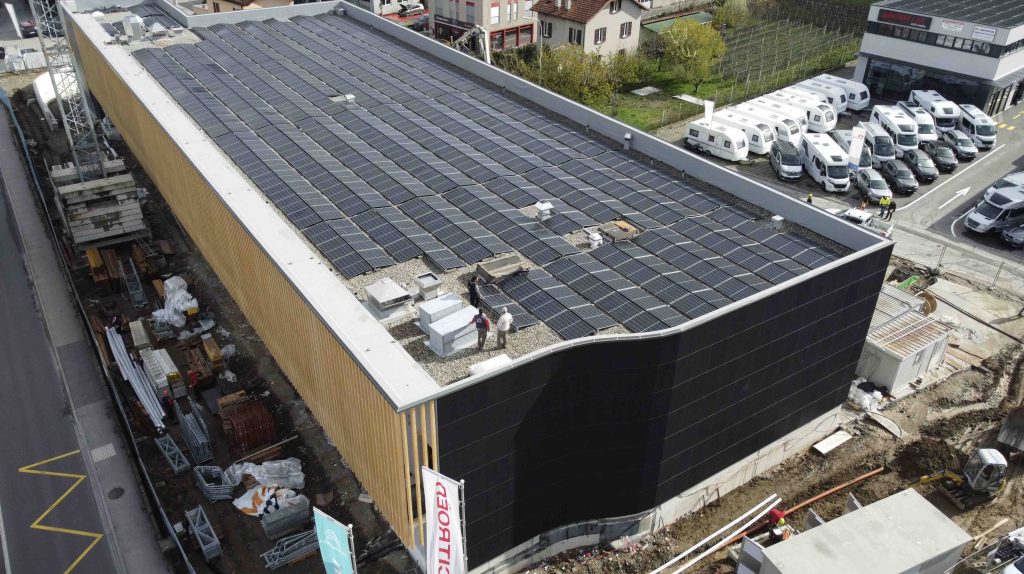 Veduta aerea del nuovo supermercato Migros in Via San Gottardo a Bellinzona (Greenkey)