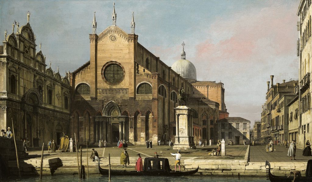 Canaletto, Campo santi Giovanni e Paolo a Venezia col monumento a Bartolomeo Colleoni (1697-1768). (Wikimedia)