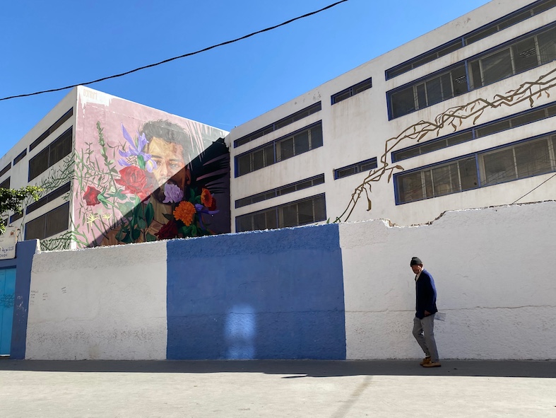 Un'opera parte del trittico «Hope» di Dynam, nei pressi della fiera internazionale di Casablanca