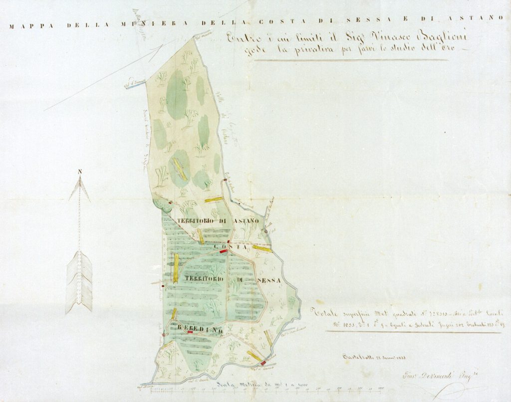 Mappa della miniera di Sessa e Astano (www.lanostrastoria.ch)