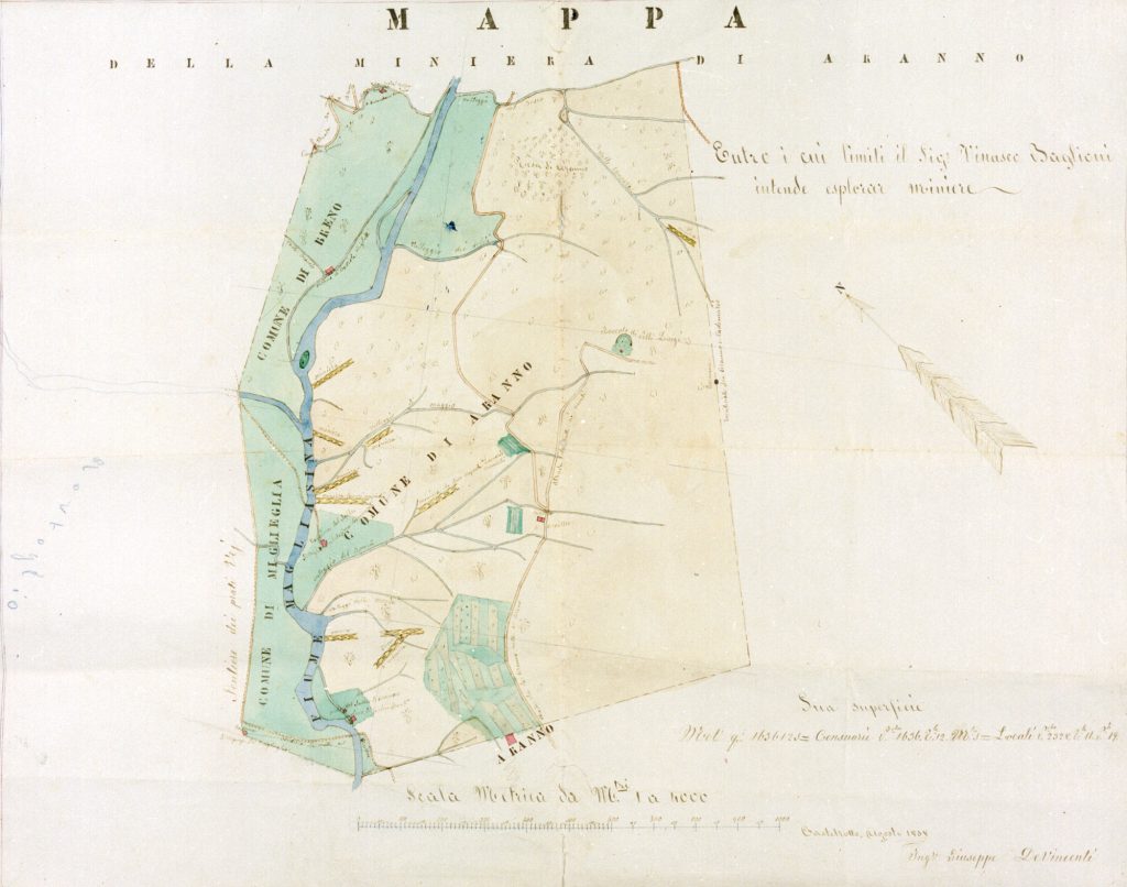 Mappa della miniera di Aranno (www.lanostrastoria.ch)
