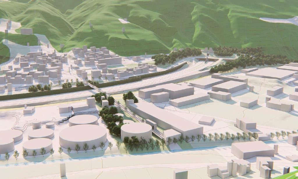 Il comparto di Grancia con un nuovo semisvincolo e una nuova canna a due corsie della galleria Melide-Grancia (USTRA)