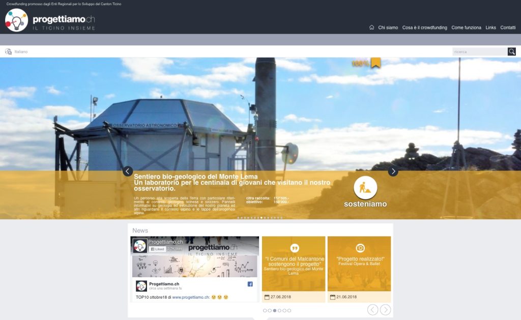 La pagina web di progettiamo.ch