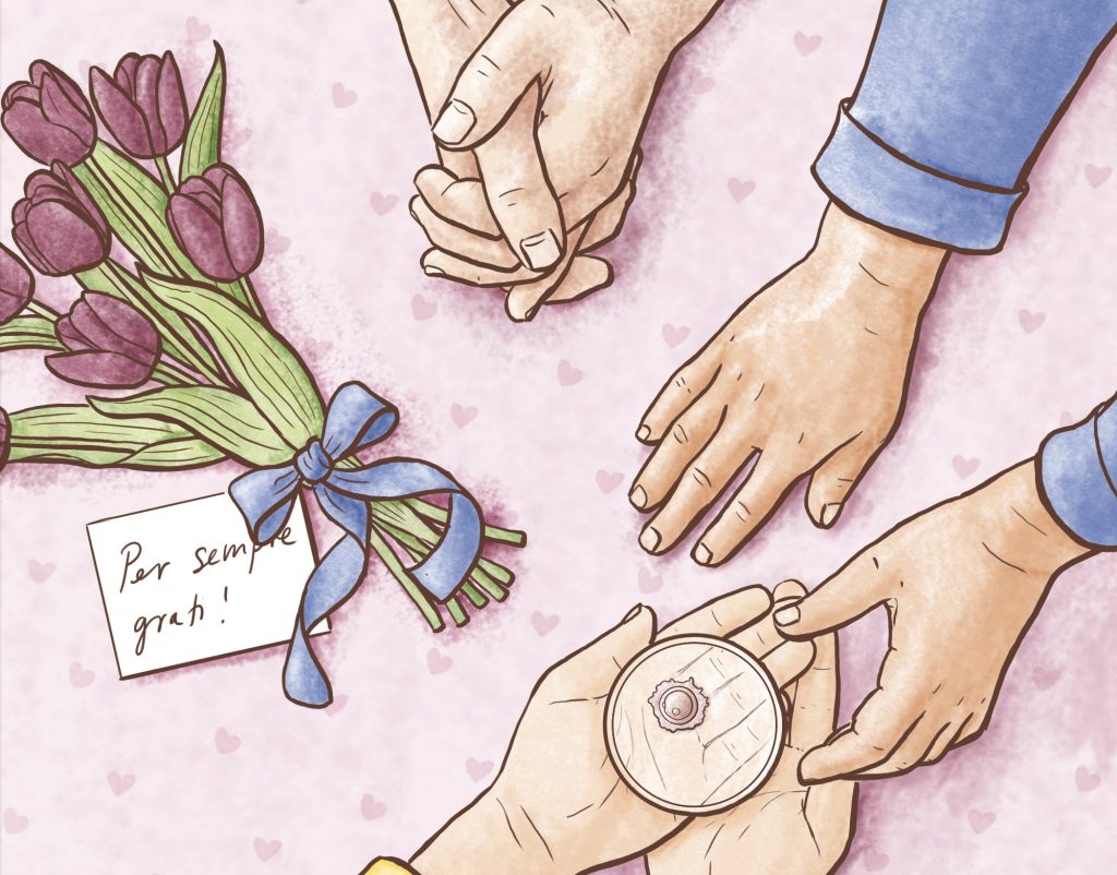 Nel libro trova spazio anche il tema del dono, i disegni sono di Nadja Baltensweiler, specializzata nell’illustrazione scientifica e medica