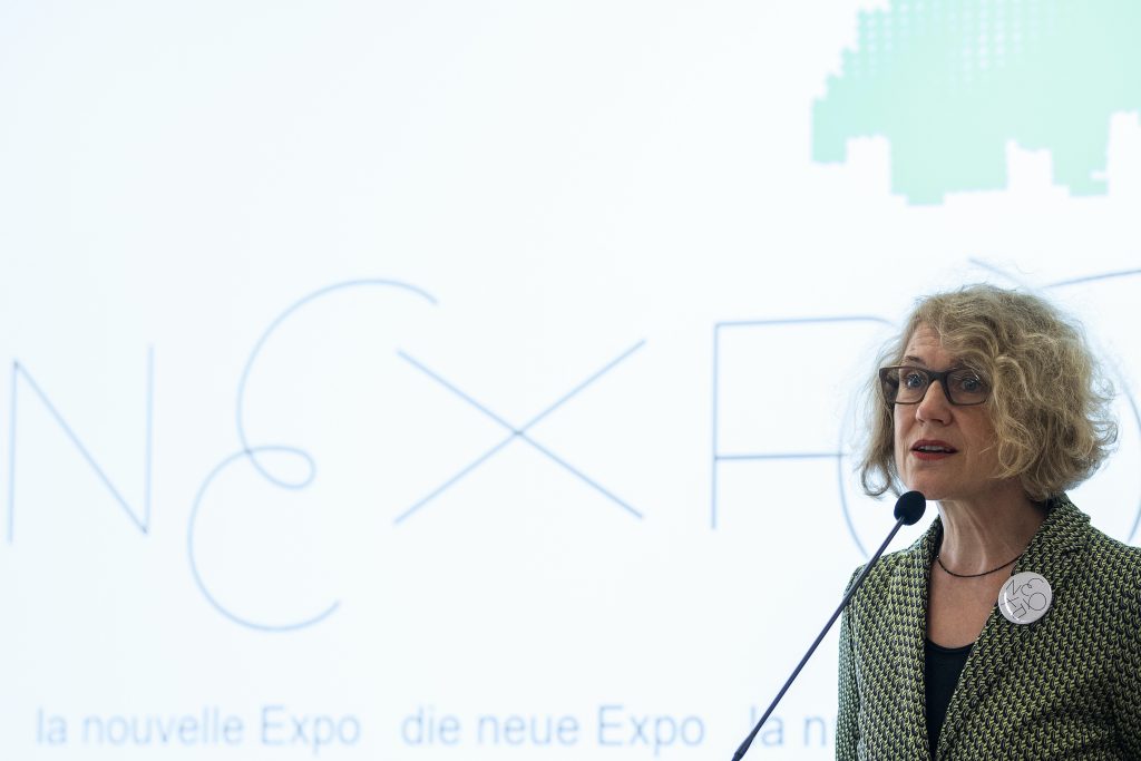 Corinne Mauch, sindaca di Zurigo, durante la conferenza stampa tenutasi a Berna lo scorso 12 settembre dopo l’incontro di tutti i rappresentanti di NEXPO (Keystone)