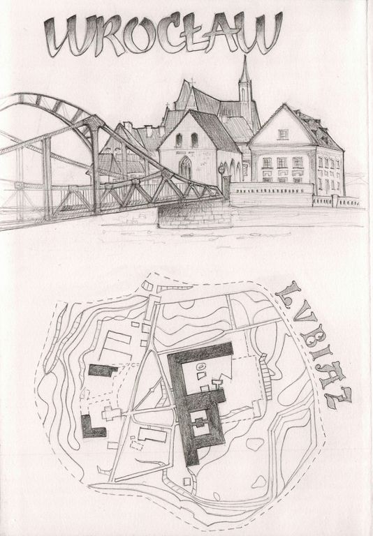Ponte di Tumski a Wrocław e la piantina dell’Abbazia di Lubiaz˙ (Sara Pellicoro)