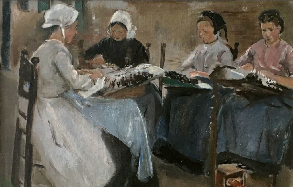 Max Liebermann, «Merlettaie del Brabante – Studio con quattro figure», 1881 (Collezione privata, Svizzera)