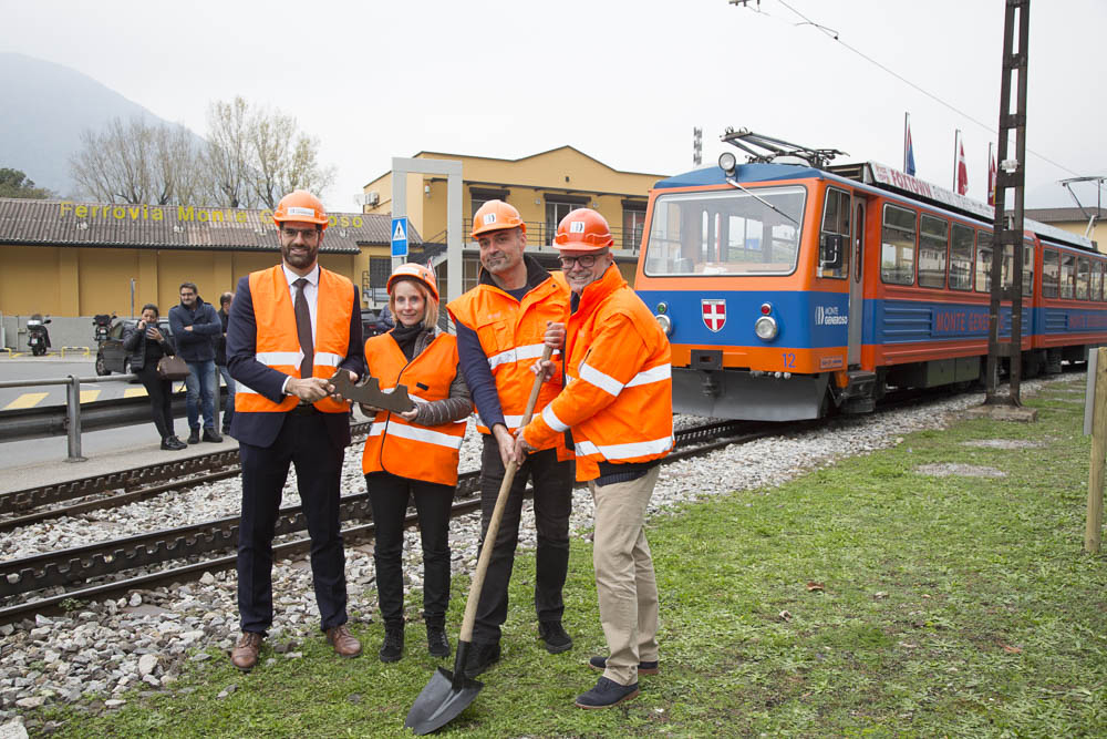 (Da sin.) Samuele Cavadini, sindaco di Mendrisio, Samantha Martinelli, Massimo Bosisio, Lorenz Brügger  (S. Spinelli)