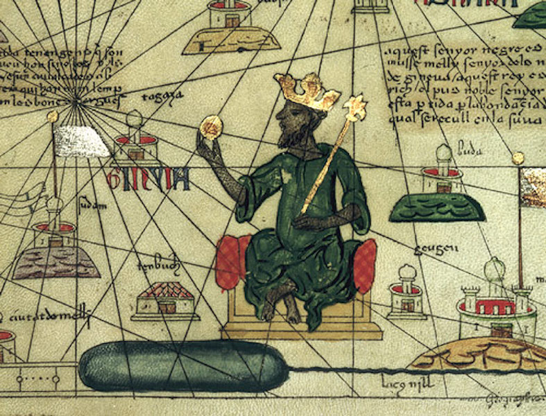 Mansa Musa, il re del Mali (Rex Melli) nell’Atlante Catalano di Abraham Cresques del 1375 circa. (Wikimedia)