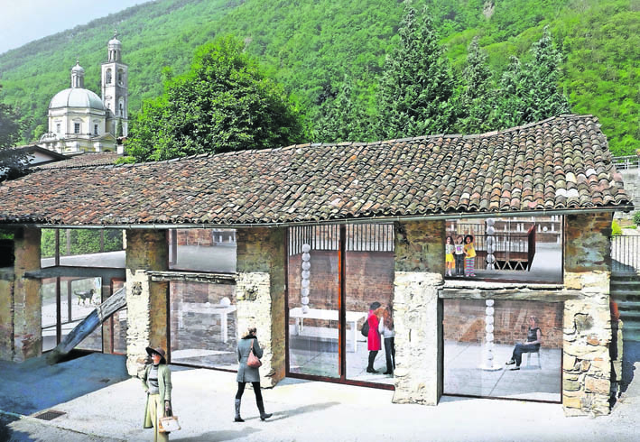 Una resa grafica del futuro «quartiere antiche fornaci di Riva San Vitale» che sarà inaugurato nel 2021 (arch. Enrico Sassi)