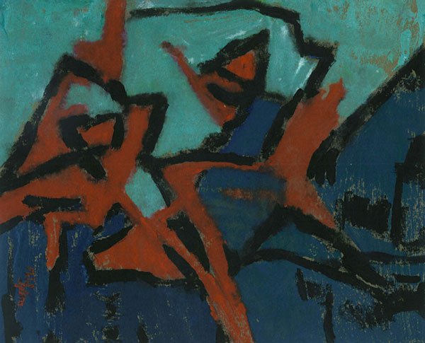 Dettaglio dell'opera Monoprint di Mela Spira Hartwig, 1964, Neue Galerie Graz (N. Lackner/UMJ, © Universalmuseum Joanneum)