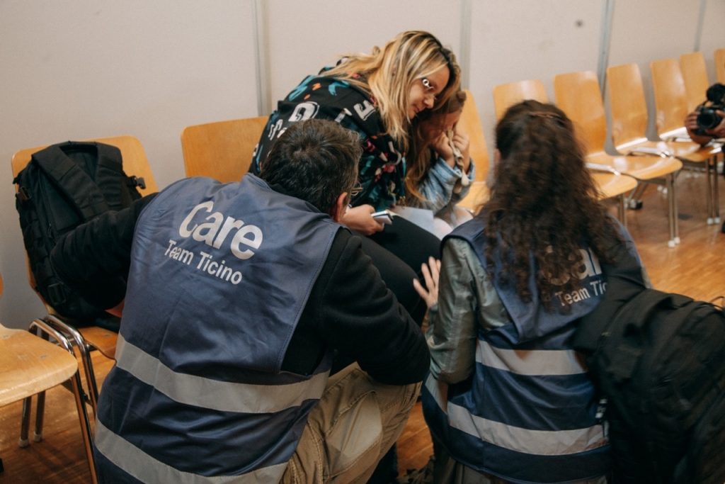 Caregivers durante una simulazione di intervento (Care Team Ticino)
