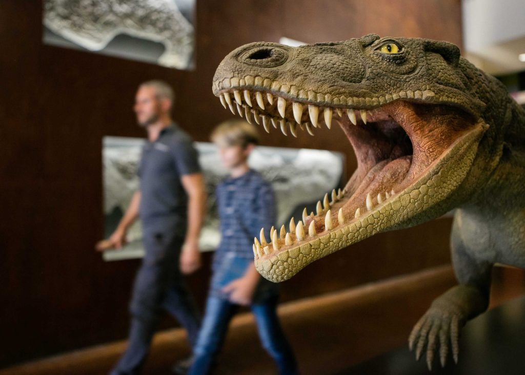 Ticinosuchus ferox all’entrata del Museo di Meride (@ Loreta Daulte / Ticino Turismo)