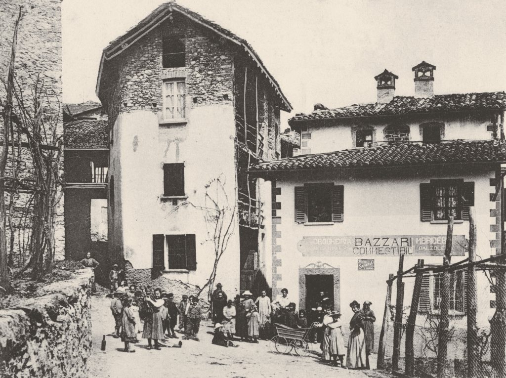 Montagnola, negozio di commestibili Bazzari, Cartoleria Moderna Lugano (Collezione Ivo Gentilini)