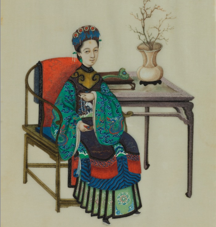 Moglie del mandarino. Gouache su carta di riso. Dinastia Qing	(1644–1911),	1851. Marian	Gérard	©	Baur	Foundation,	Geneva
