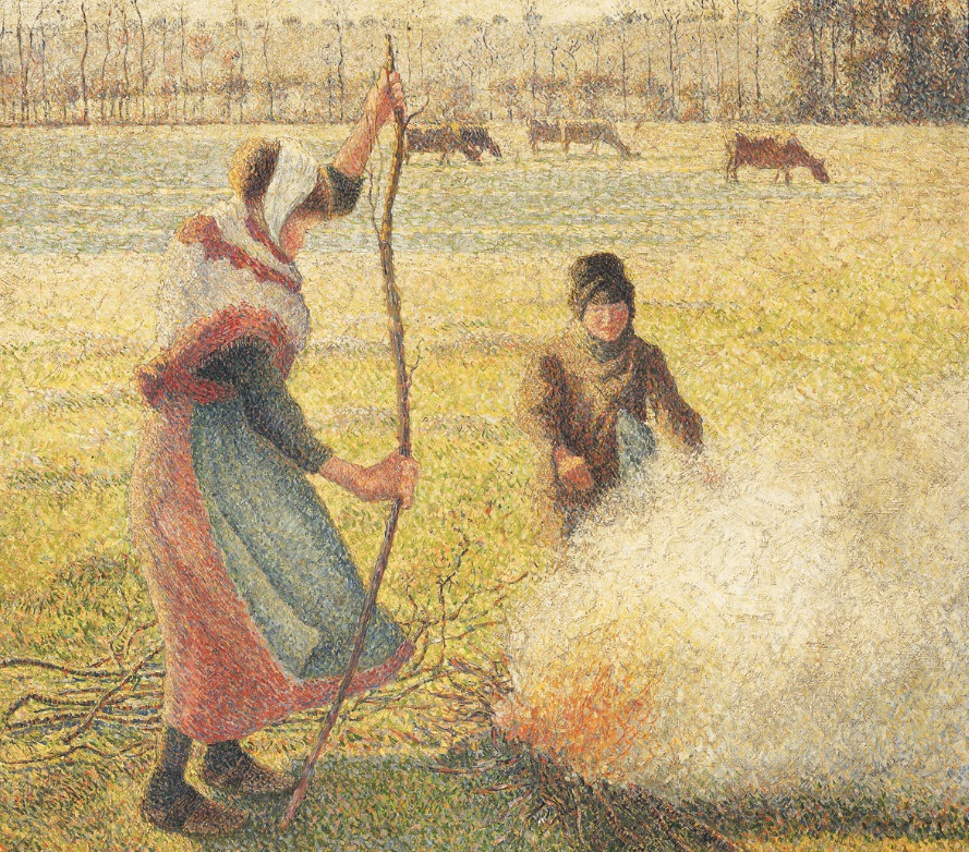 Camille Pissarro, <i>Gelée blanche, jeune paysanne faisant du feu</i>, 1888. (© Rmn-Grand Palais/Photo H. Lewandowski)