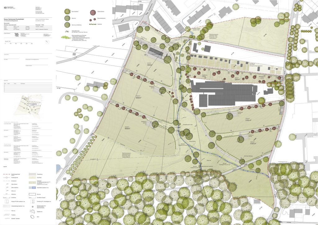 Il piano del progetto di costruzione della grande area-giardino del Dunkelhölzli (Città di Zurigo)